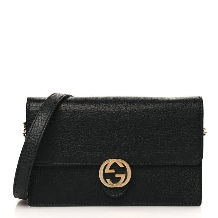 GUCCI DOLLAR CALFSKIN INTERLOCKING GG WALLET ON CHAIN