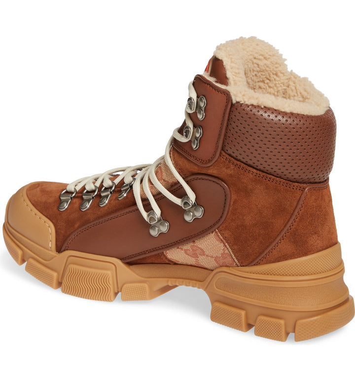 GUCCI FLASH TREK SHEARING BOOTS ? 91/2 Gucci Flashtrek High Black Hiking Shearling Boots US sz 10  main image 2