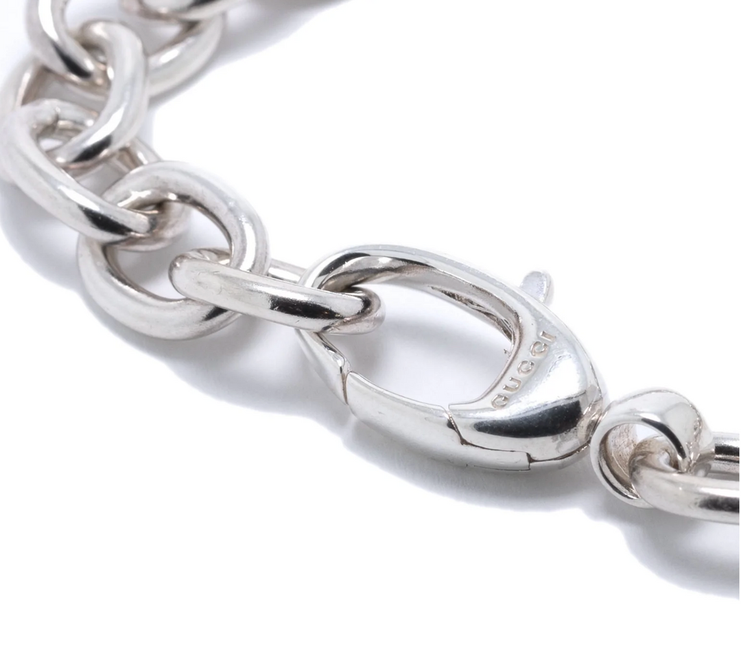 GUCCI G HEART CHARM SILVER BRACELET