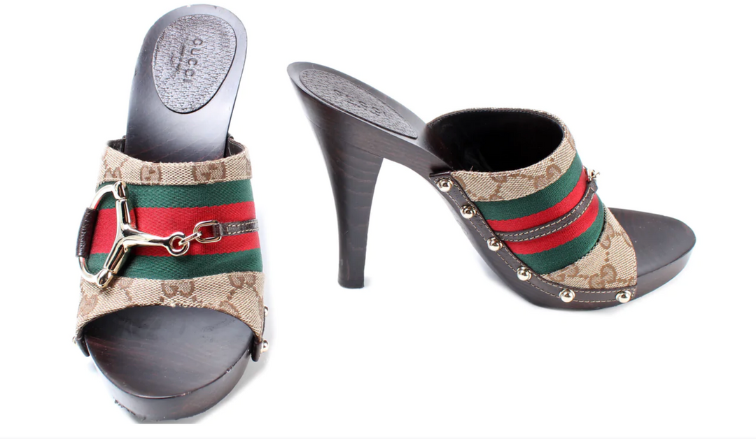 GUCCI GG WEB HORSEBIT MULES