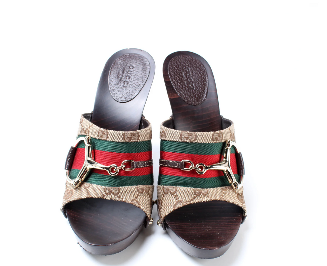 GUCCI GG WEB HORSEBIT MULES