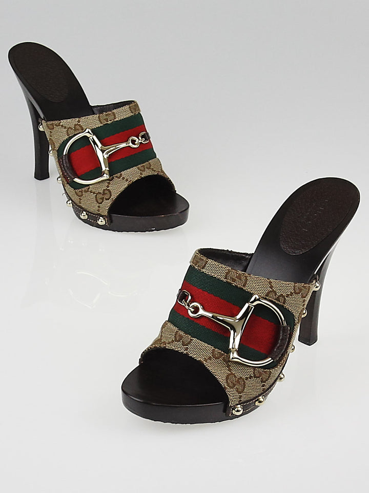 GUCCI GG WEB HORSEBIT MULES