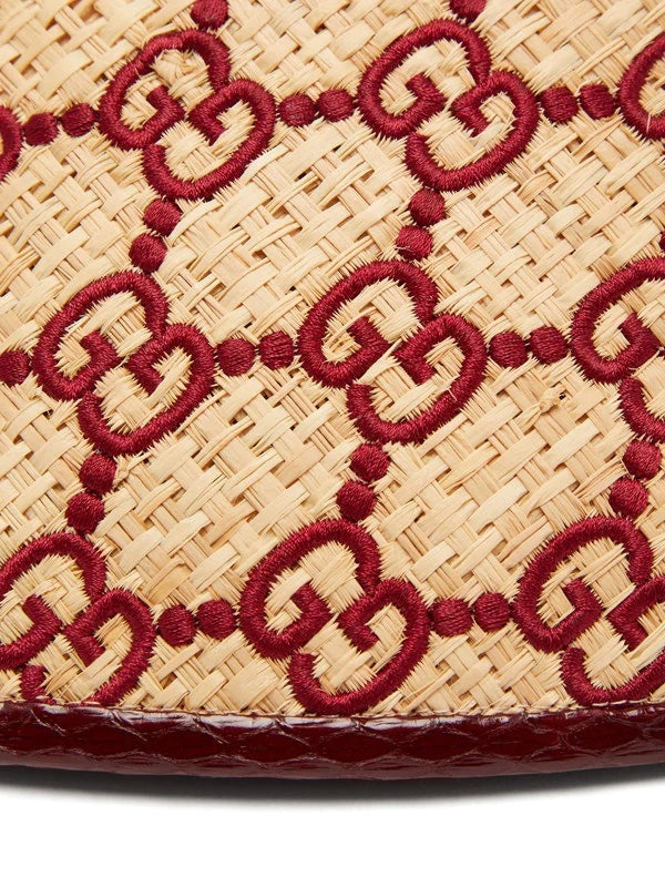 GUCCI GG EMBROIDERED RAFFIA HAT