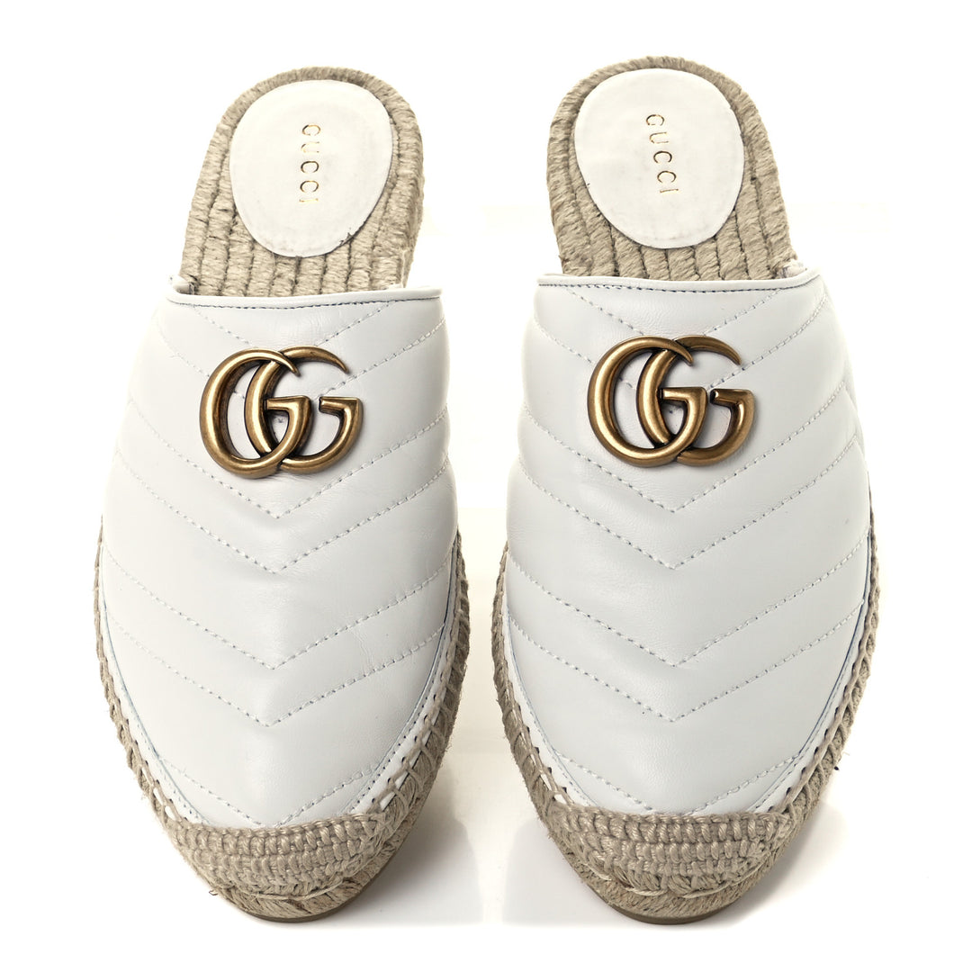 GUCCI NAPPA LEATHER MATELASSE GG MARMONT BACKLESS ESPADRILLES