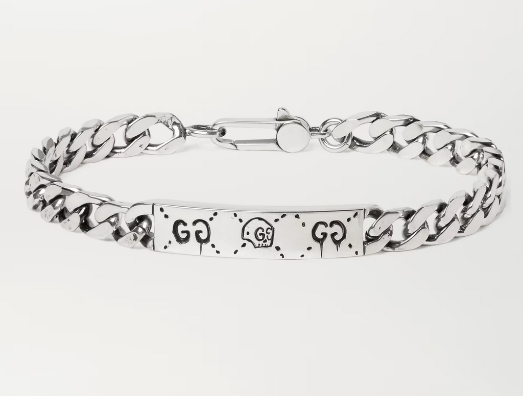 アクセサリー gucci ghost id chain bracelet ag925 GUCCI GHOST ENGRAVED STERLING SILVER ID BRACELET – Caroline's