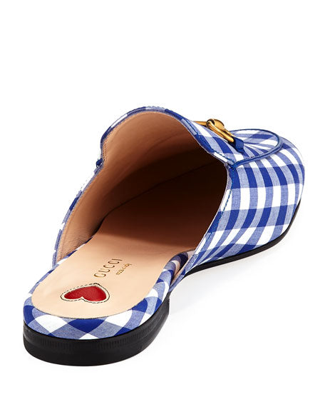 Gucci Flat Princetown Gingham Mule