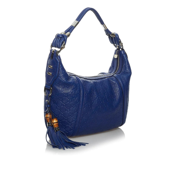 GUCCI BLUE GUCCISSIMA TECHNO HORSEBIT HOBO BAG