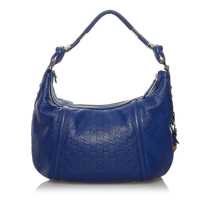 GUCCI BLUE GUCCISSIMA TECHNO HORSEBIT HOBO BAG