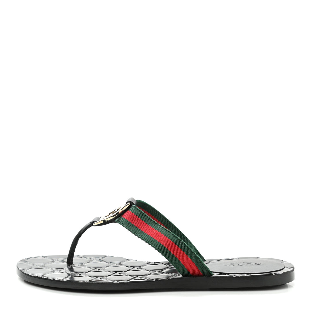 GUCCI Nylon Guccissima Web Thong Sandals