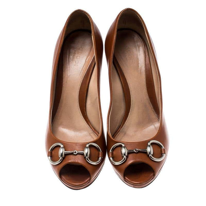 Gucci Horsebit Peep Toe Pumps