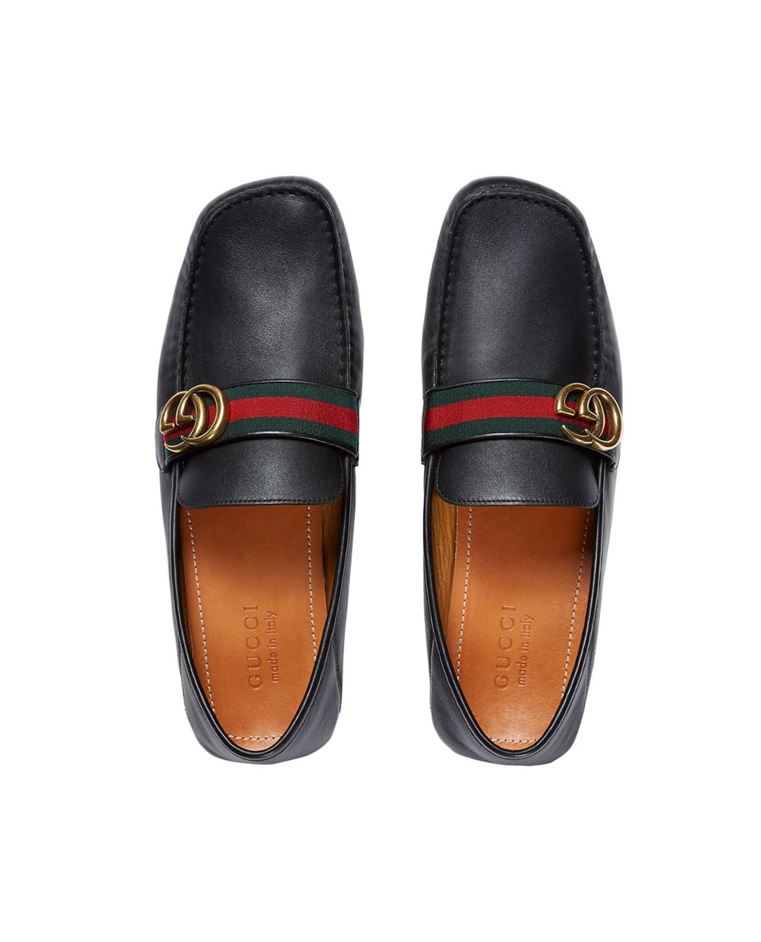GUCCI LEATHER DRIVER WEB SHOES
