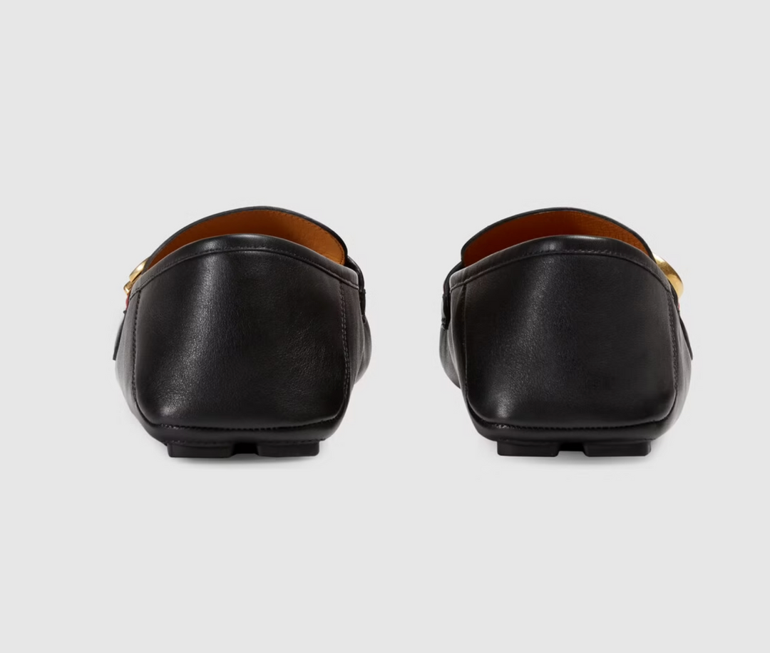 GUCCI LEATHER DRIVER WEB SHOES