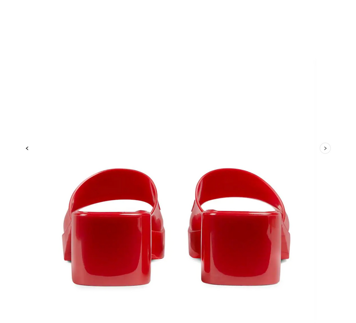 GUCCI LOGO RUBBER PLATFORM SLIDE SANDALS
