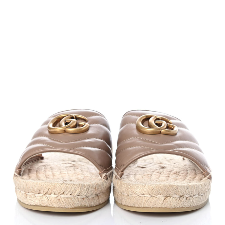 GUCCI Nappa Matelasse GG Marmont Espadrille Slide Sandals