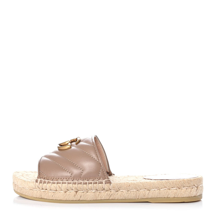 GUCCI Nappa Matelasse GG Marmont Espadrille Slide Sandals