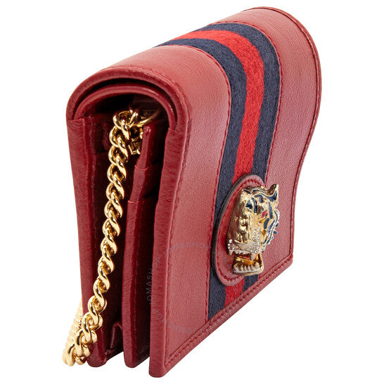 GUCCI Rajah Leather Card Case Wallet With Chain
