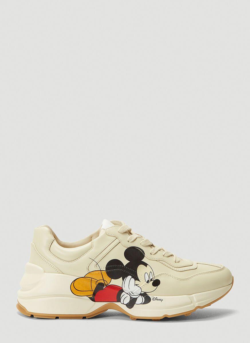 GUCCI X Disney Rhyton Mickey Mouse Leather Trainers  display picture 1