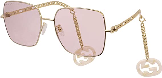 Gucci Charm Chain Sunglasses Square Pink Lens Gold  display picture 1