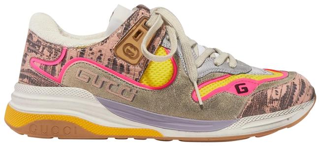 Gucci Ultrapace Metallic Leather Mesh &amp; Distressed Suede Sneakers