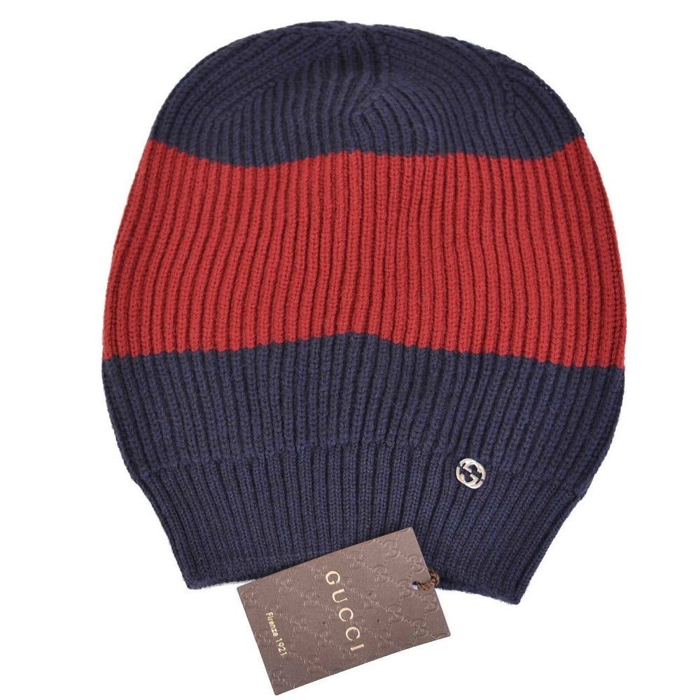 Gucci Wool Blue Red Interlocking GG Beanie