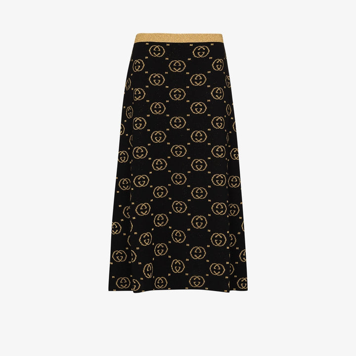 GUCCI GG Jacquard Lamé Wool Skirt