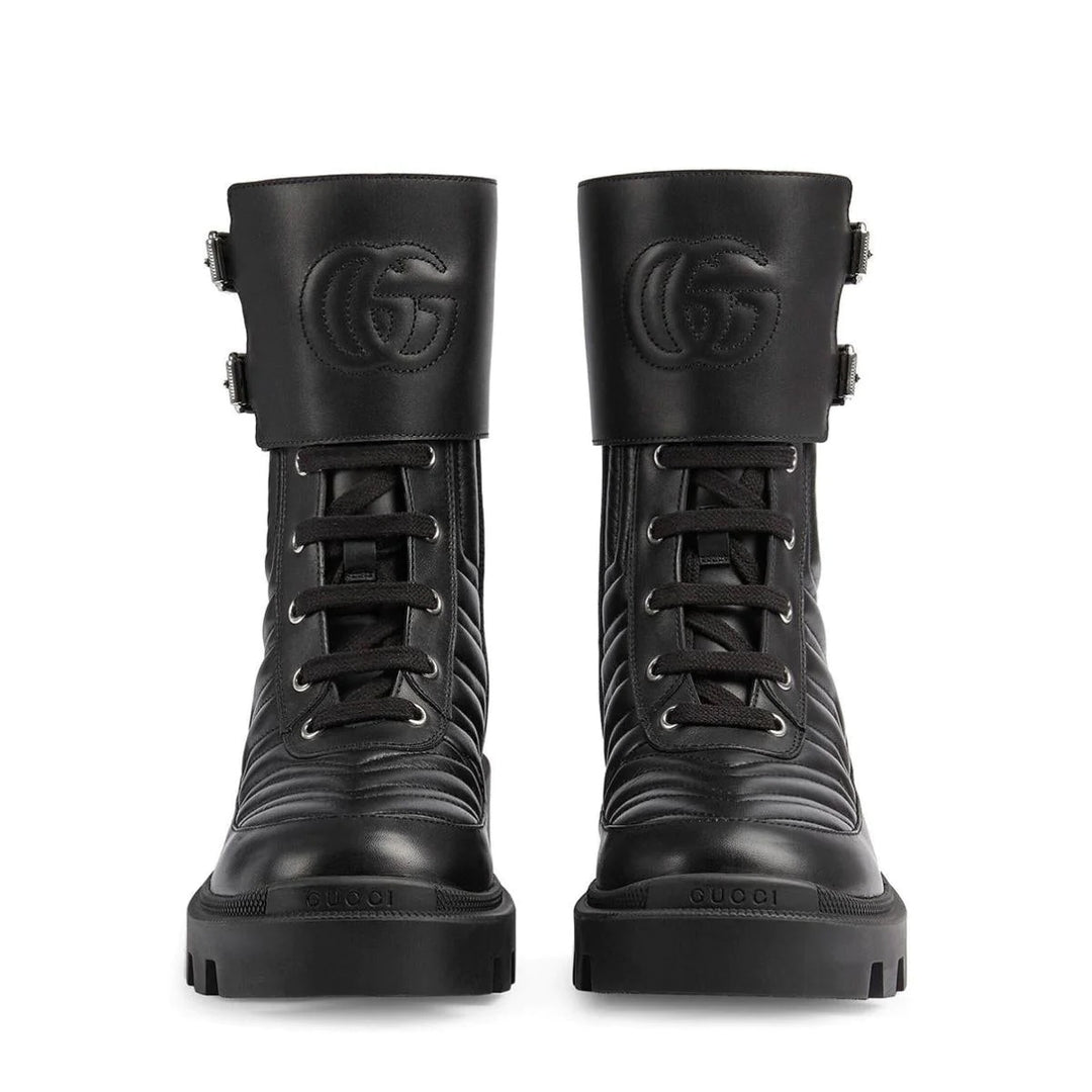 GUCCI GG FRANCES MATELASSE PLATFORM COMBAT BOOTS