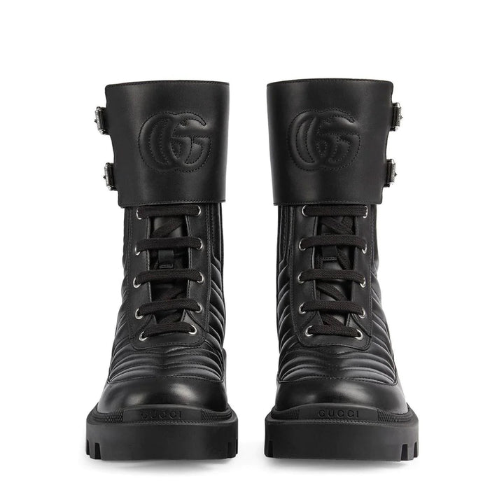 GUCCI GG FRANCES MATELASSE PLATFORM COMBAT BOOTS
