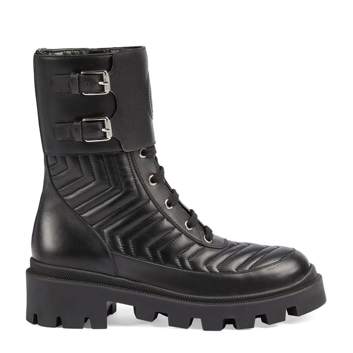 GUCCI GG FRANCES MATELASSE PLATFORM COMBAT BOOTS