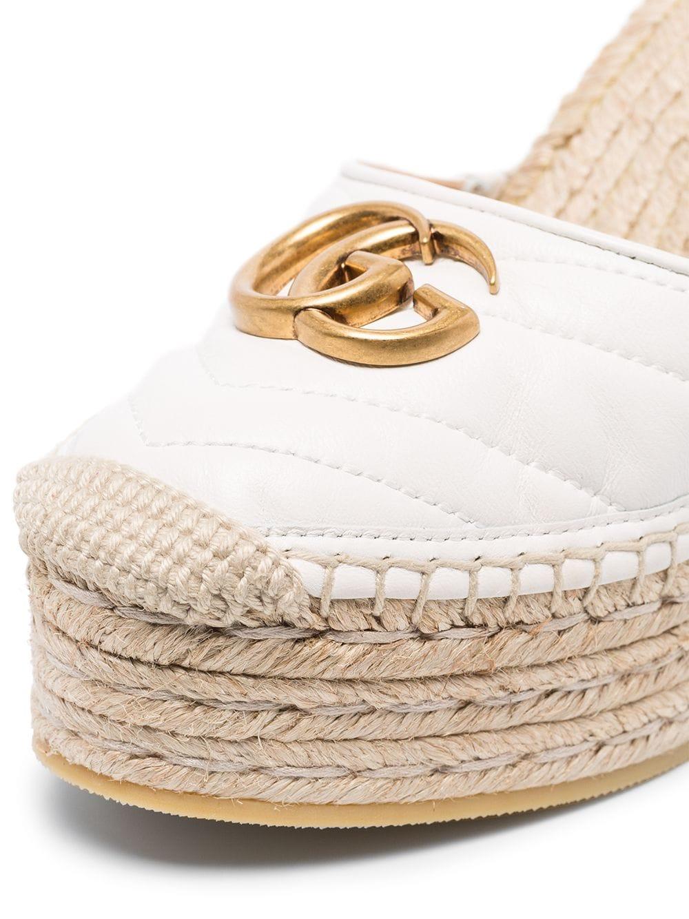 GUCCI PILAR 120 QUILTED NAPPA LEATHER ESPADRILLE WEDGE SANDALS