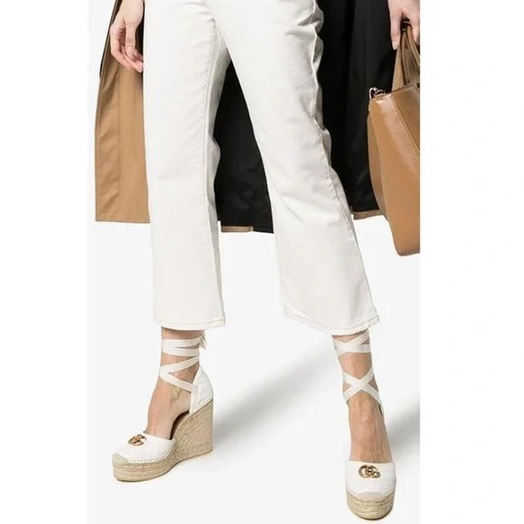 GUCCI PILAR 120 QUILTED NAPPA LEATHER ESPADRILLE WEDGE SANDALS