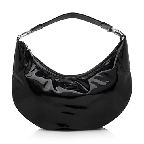 GUCCI PATENT LEATHER HALF MOON BAG