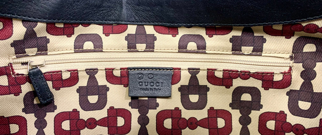 GUCCI PATENT LEATHER HALF MOON BAG