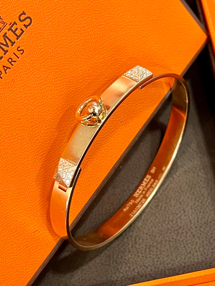 HERMÈS COLLIER DE CHIEN 18K GOLD &amp; DIAMOND BRACELET