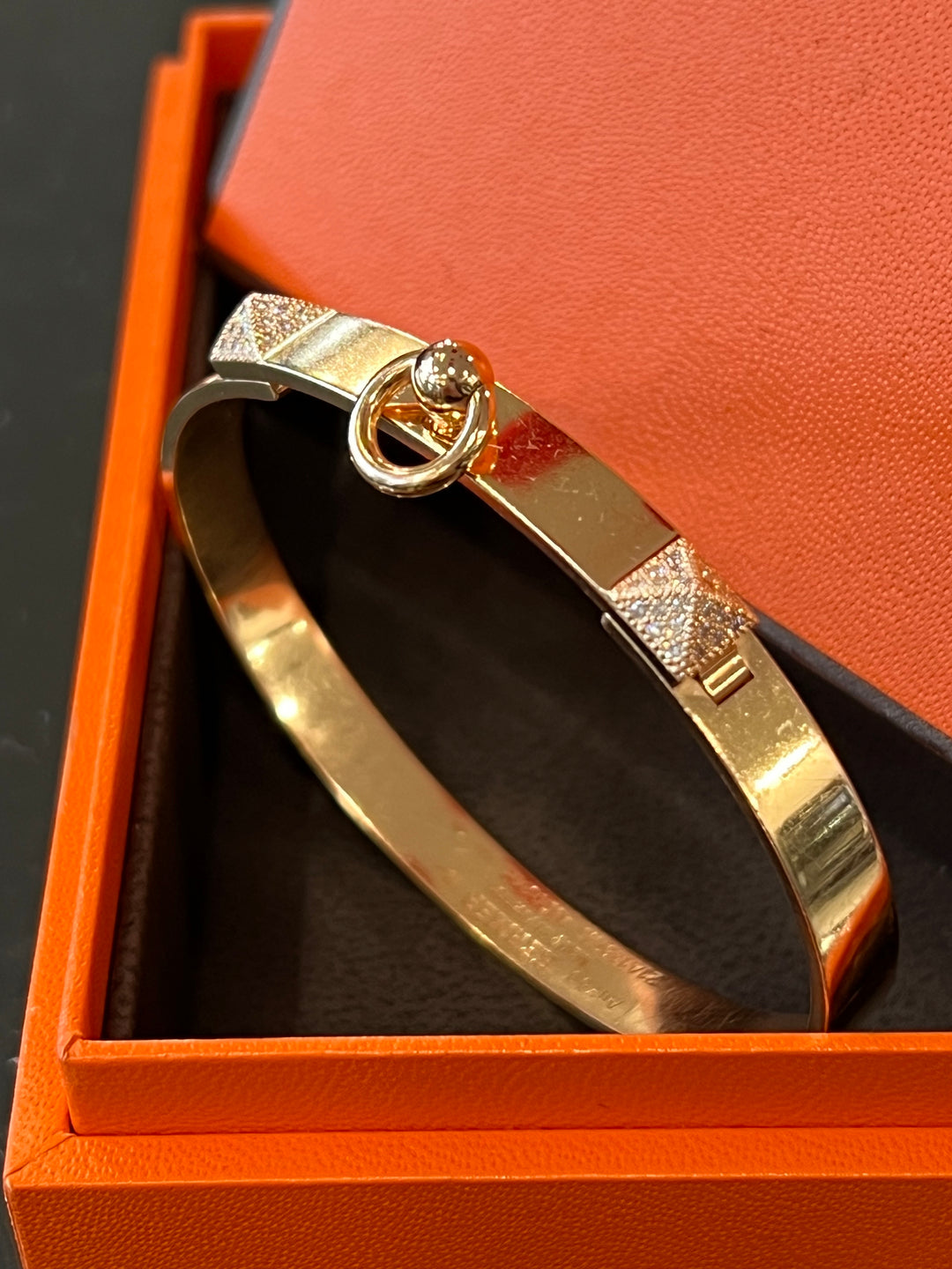 HERMÈS COLLIER DE CHIEN 18K GOLD &amp; DIAMOND BRACELET