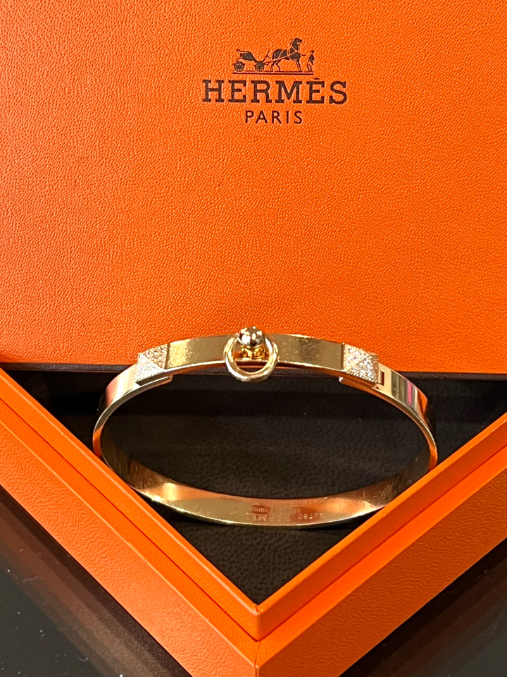 HERMÈS COLLIER DE CHIEN 18K GOLD &amp; DIAMOND BRACELET