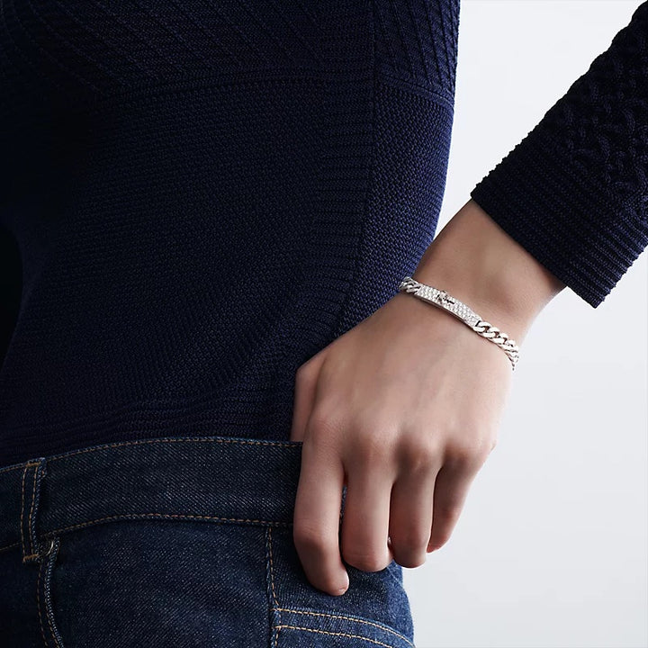 HERMÈS 18K WHITE GOLD DIAMOND KELLY GOURMETTE LINK BRACELET
