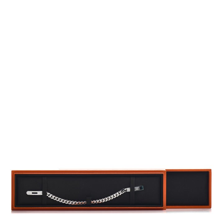 HERMÈS 18K WHITE GOLD DIAMOND KELLY GOURMETTE LINK BRACELET