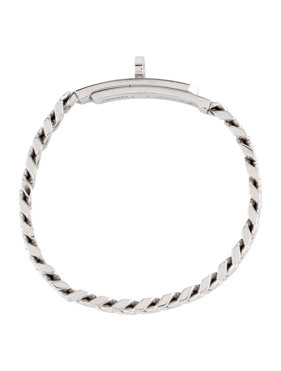 HERMÈS 18K WHITE GOLD DIAMOND KELLY GOURMETTE LINK BRACELET