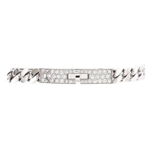 HERMÈS 18K WHITE GOLD DIAMOND KELLY GOURMETTE LINK BRACELET