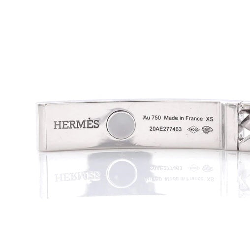 HERMÈS 18K WHITE GOLD DIAMOND KELLY GOURMETTE LINK BRACELET