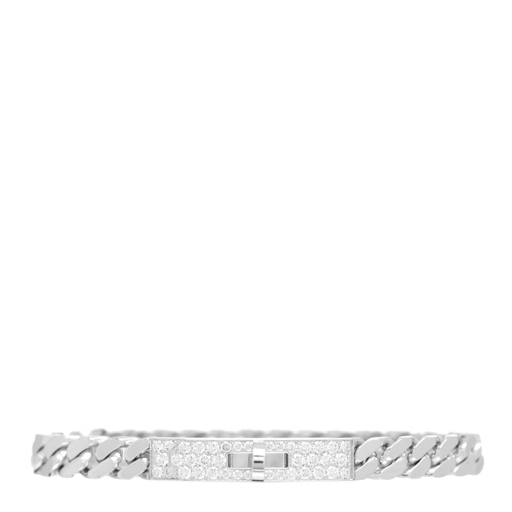 HERMÈS 18K WHITE GOLD DIAMOND KELLY GOURMETTE LINK BRACELET