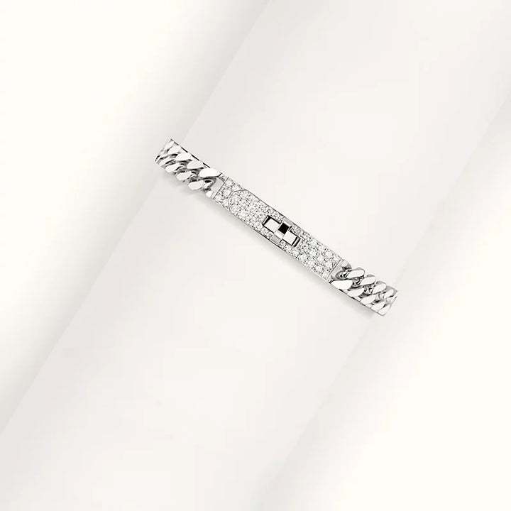 HERMÈS 18K WHITE GOLD DIAMOND KELLY GOURMETTE LINK BRACELET