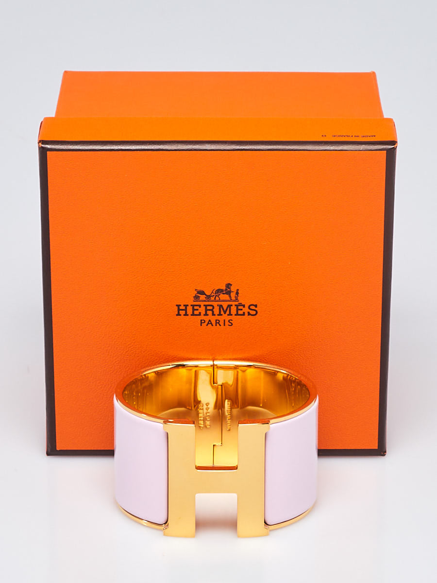 HERMÈS ENAMEL GOLD PLATED EXTRA WIDE CLIC-CLAC H BRACELET PM