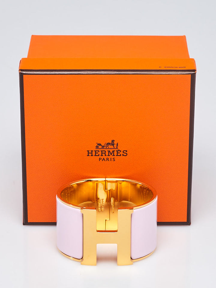 HERMÈS ENAMEL GOLD PLATED EXTRA WIDE CLIC-CLAC H BRACELET PM