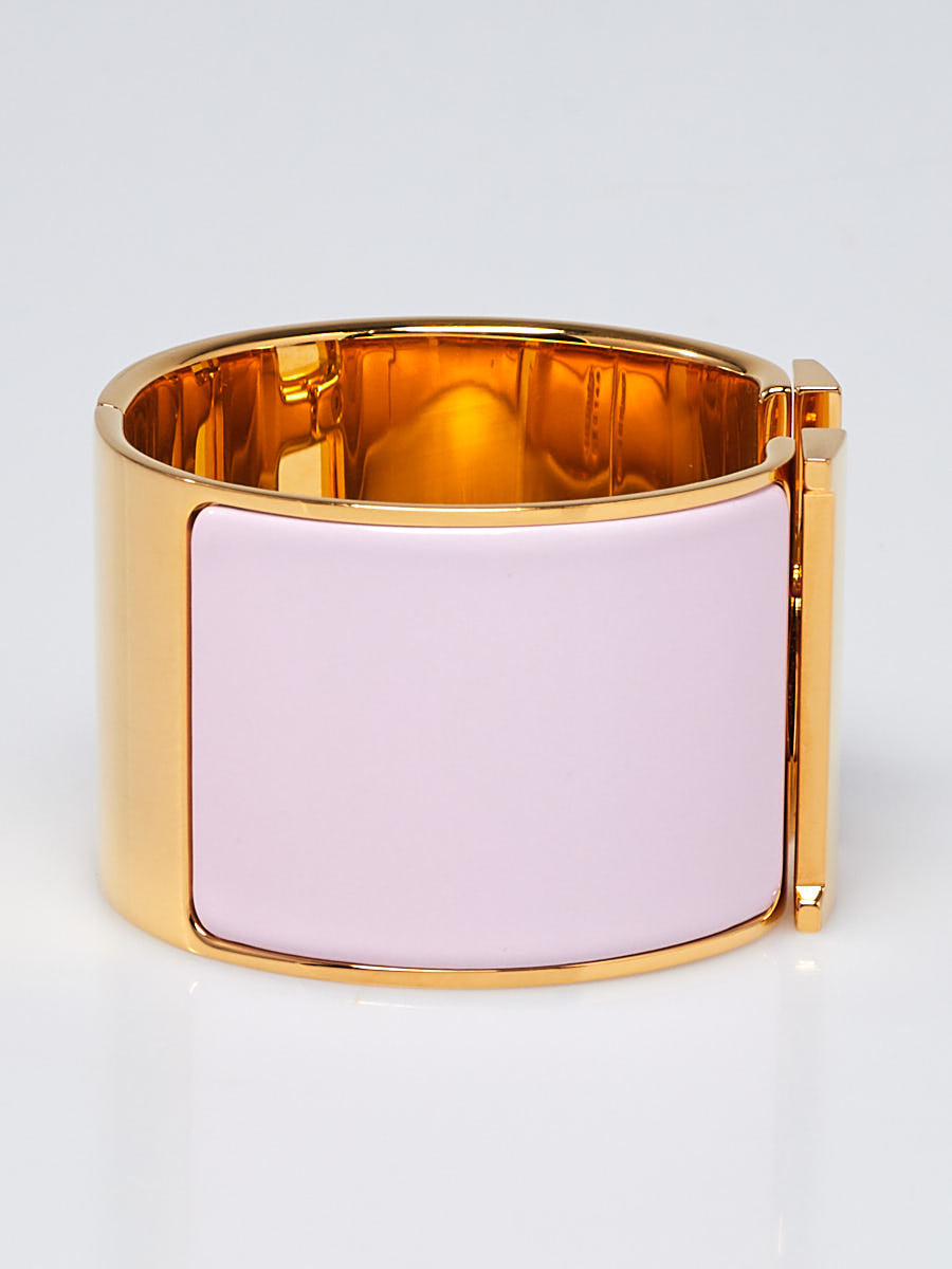 HERMÈS ENAMEL GOLD PLATED EXTRA WIDE CLIC-CLAC H BRACELET PM