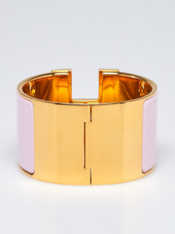 HERMÈS ENAMEL GOLD PLATED EXTRA WIDE CLIC-CLAC H BRACELET PM