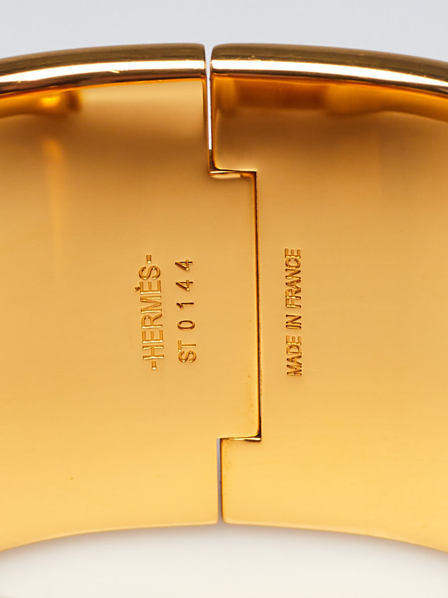 HERMÈS ENAMEL GOLD PLATED EXTRA WIDE CLIC-CLAC H BRACELET PM