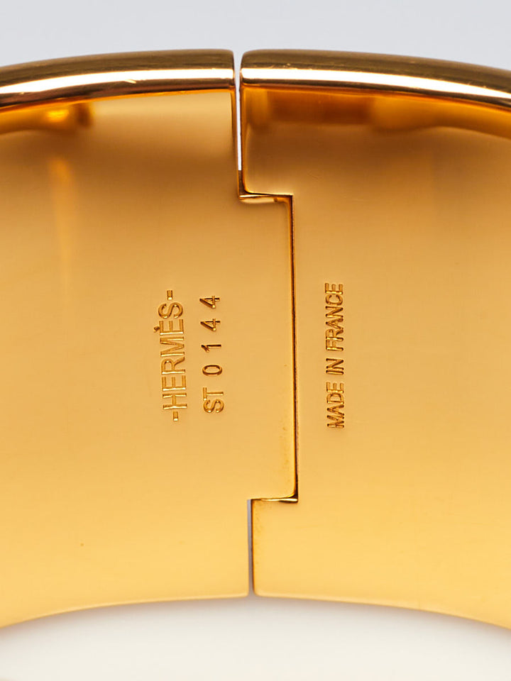 HERMÈS ENAMEL GOLD PLATED EXTRA WIDE CLIC-CLAC H BRACELET PM