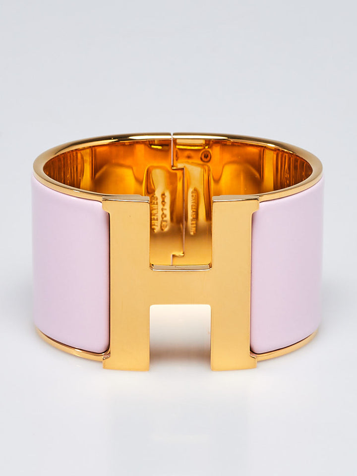 HERMÈS ENAMEL GOLD PLATED EXTRA WIDE CLIC-CLAC H BRACELET PM