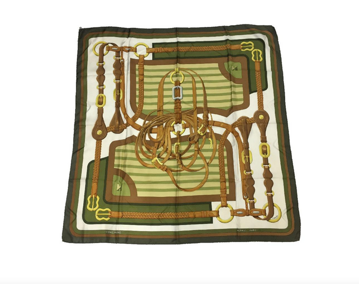 HERMÈS VINTAGE COACHING EQUESTRIAN BELT STRAP BRIDLE SILK SCARF